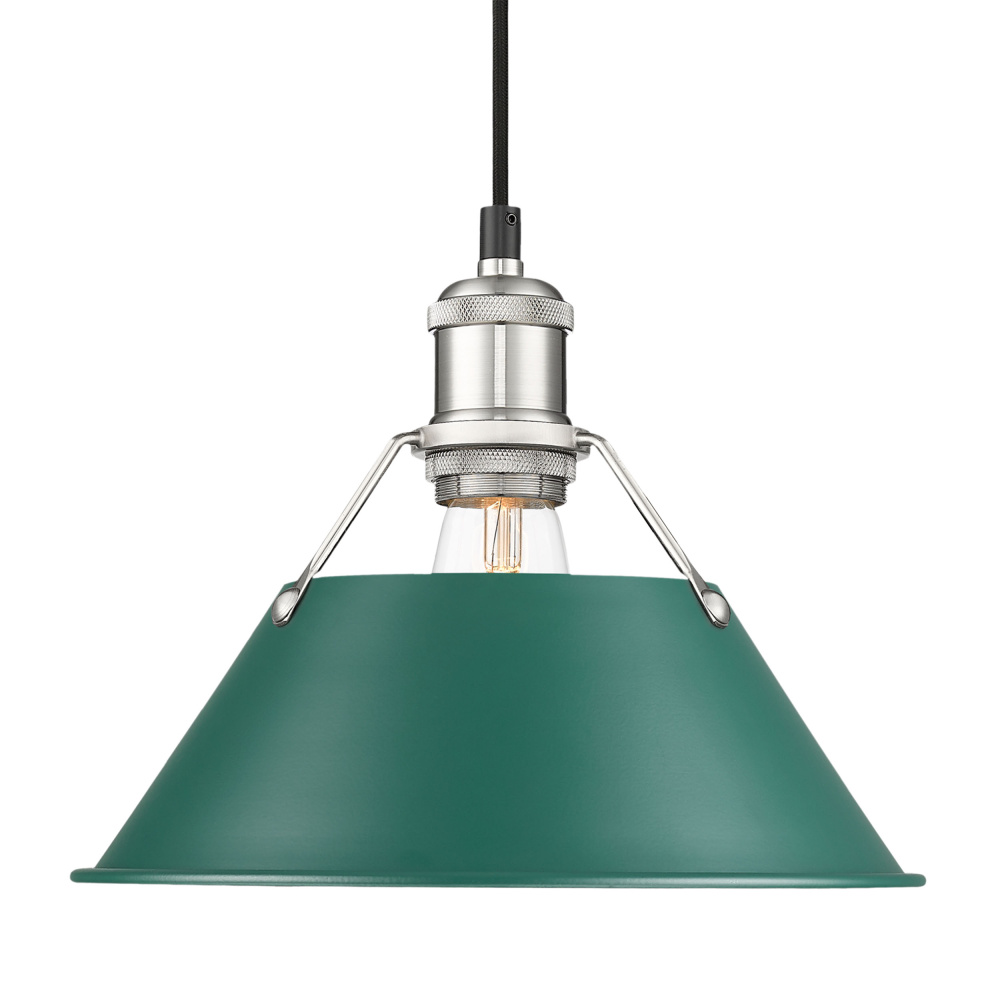 Yep by Golden Lighting Orwell 1-light 10in Pendant in Pewter and Pine Green shade